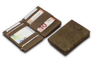 Garzini RFID Leather Magic Coin Wallet Card Sleeve Vintage