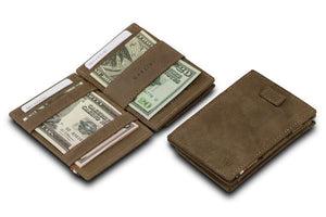 Garzini RFID Leather Magic Coin Wallet Card Sleeve Vintage