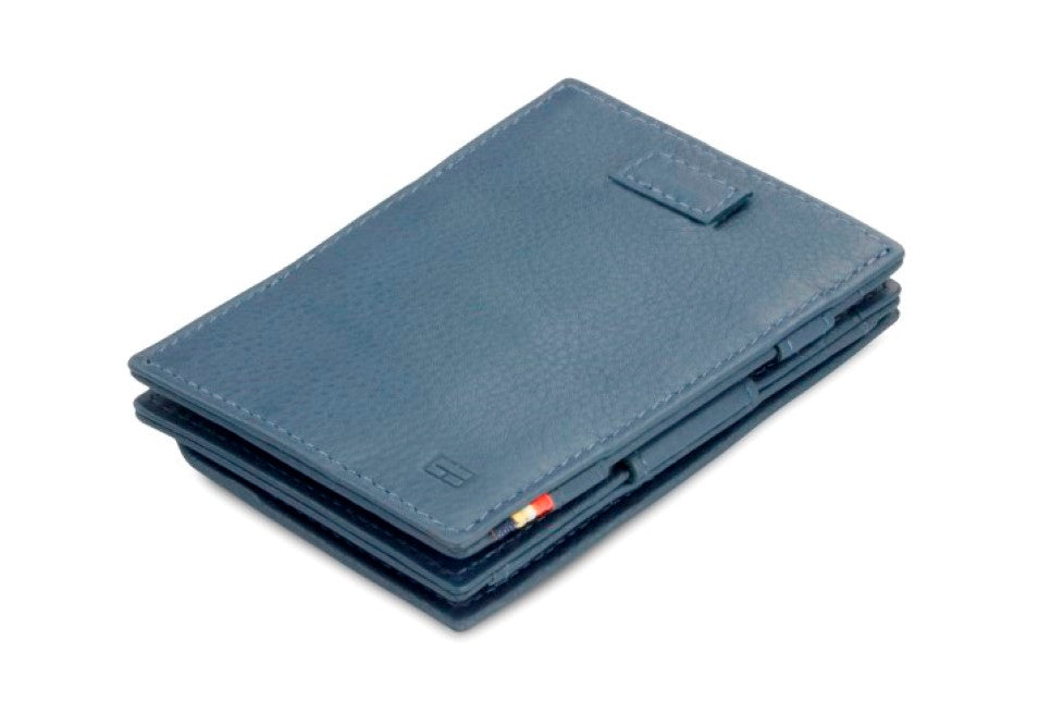 Garzini RFID Leather Magic Coin Wallet Card Sleeve Nappa-Blue