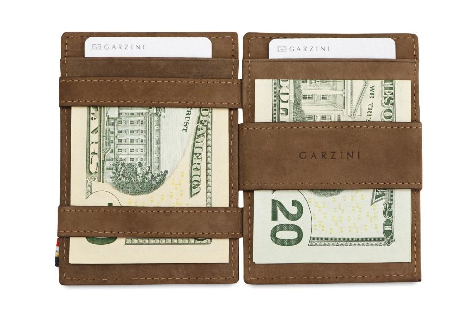 Leather Zippered Mega Mini Wallet - Brown